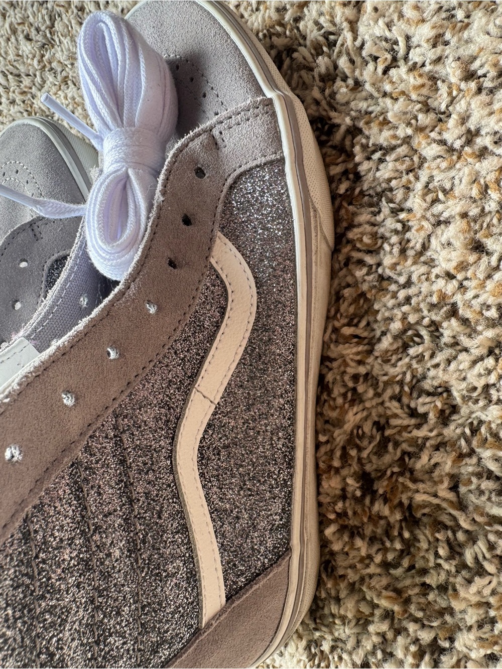 Vans Sk8-Hi Silver Glitter Gray High Tops Junior 6 / Women’s 7.5